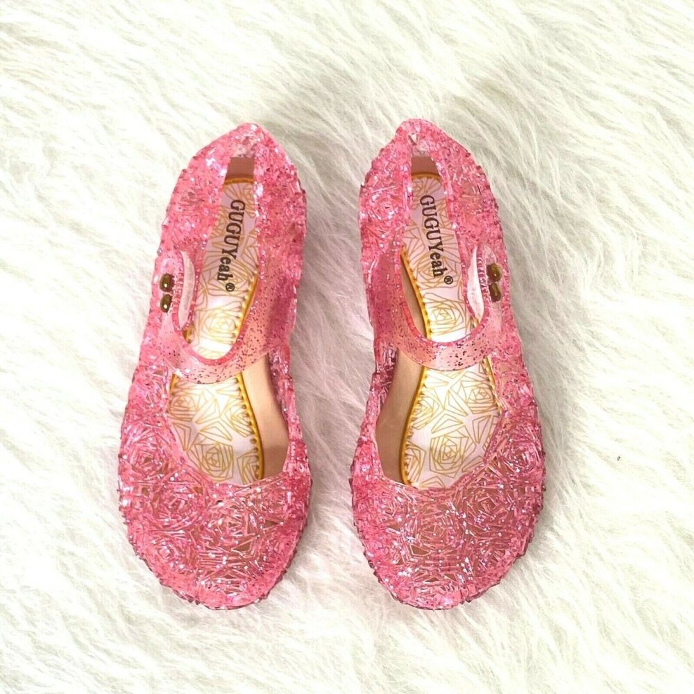 GUGUYeah Girls size 7 Aurora or Pink Princess Inspired Jelly Shoes Flats NEW